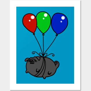 Black Balloon Pug Posters and Art